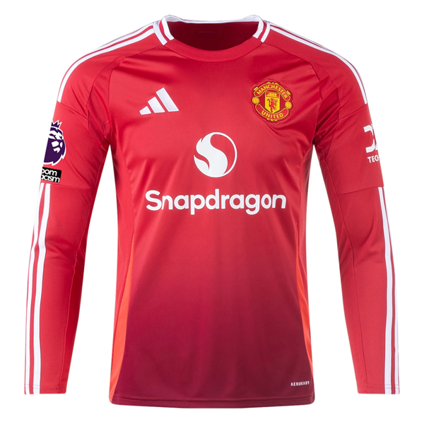 adidas Manchester United Christian Eriksen Long Sleeve Home Jersey w/ EPL + No Room For Racism Patches24/25 (Red)