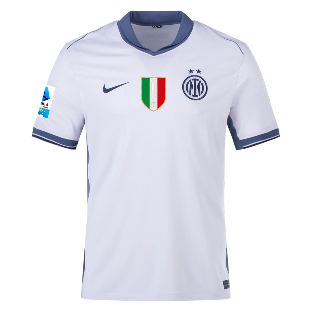 Nike Inter Milan Lautaro Martínez Away Jersey w/ Serie A + Scudetto Patch 24/25 (Summit White/Iris Whisper)