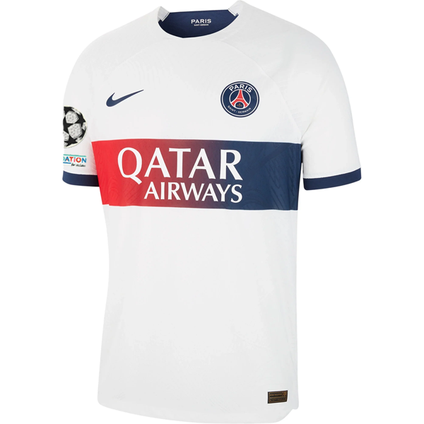 Nike Paris Saint-Germain Authentic Lee King In Match Vaporknit Away Jersey w/ Champions League Patches 23/24 (White/Midnight Navy)