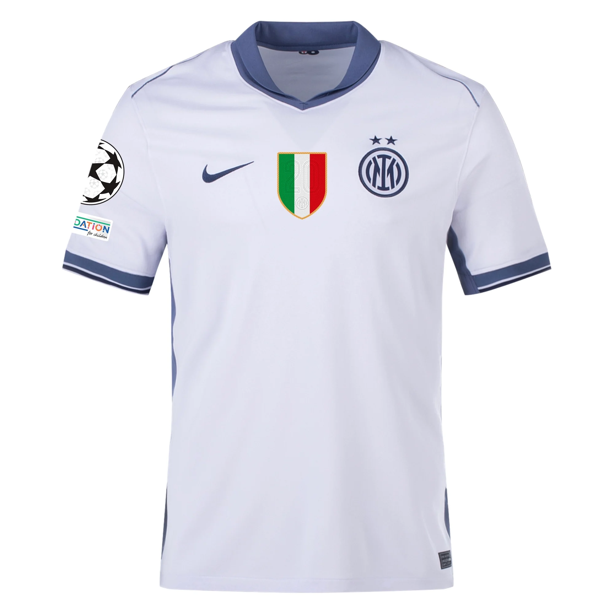 Nike Inter Milan Matteo Darmian Away Jersey w/ Champions League + Scudetto Patch 24/25 (Summit White/Iris Whisper)