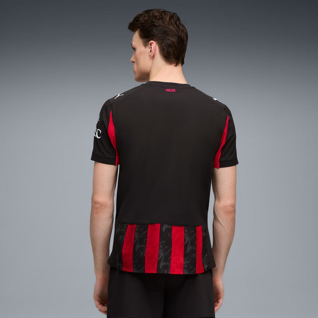 Puma Gimenez Men's AC Milan Authentic Home Jersey 25/26 w/ Seria A Patch (Red/Black)