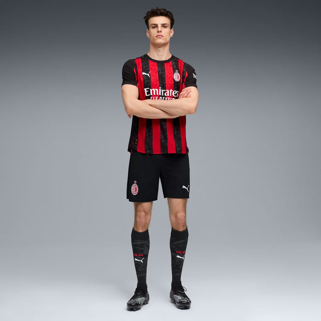 Puma Dest Men's AC Milan Authentic Home Jersey 25/26 w/ Seria A Patch (Red/Black)