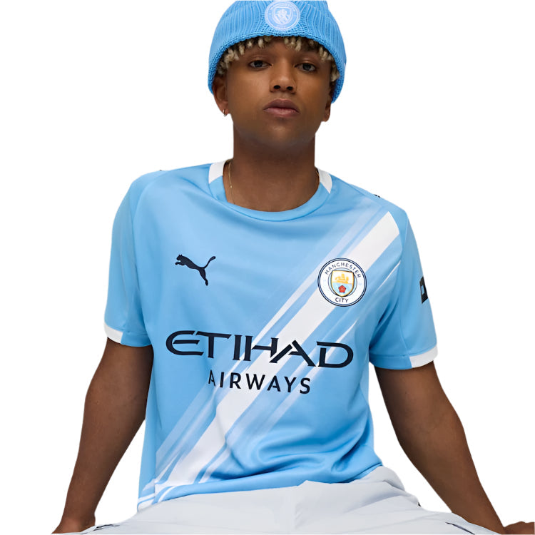 Puma Ruben Dias Manchester City Home Jersey 25/26 w/ EPL + Sponsor Patch (Team Light Blue/Puma White)