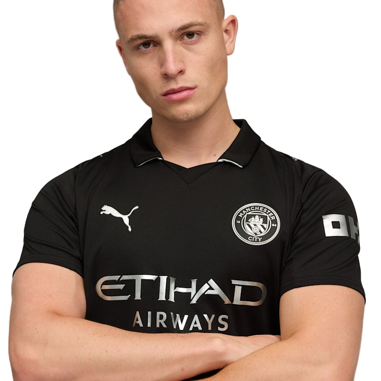 Puma Bernardo Men's Manchester City Away Jersey 25/26 w/ NRFR + EPL Patches (Puma Black)