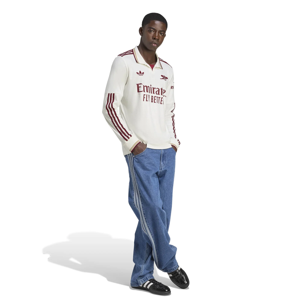 adidas Arsenal Eberechi Eze Third Long Sleeve Jersey w/ EPL + No Room For Racism 25/26 (White/Burgundy)