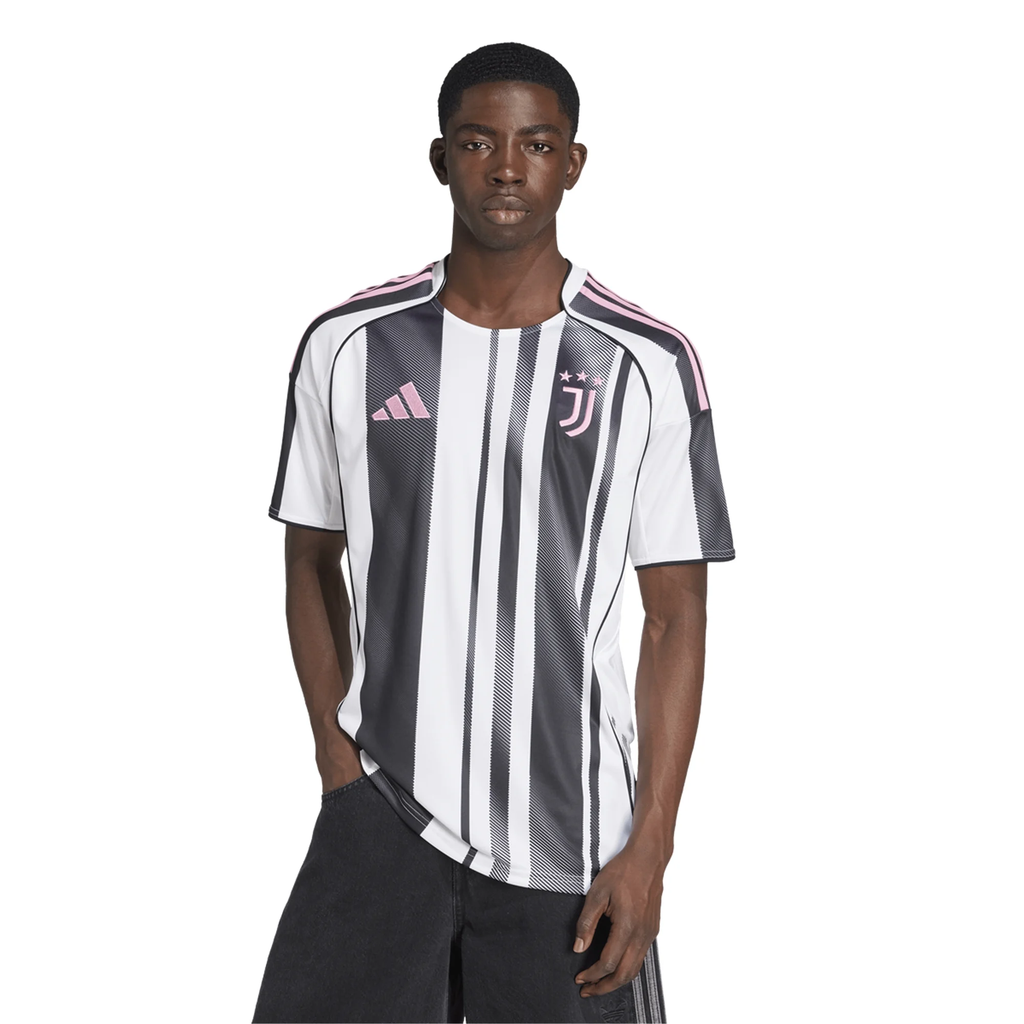 adidas Juventus Yildiz Home Jersey w/ Champions League Patches 25/26 (White/Black/Pink)