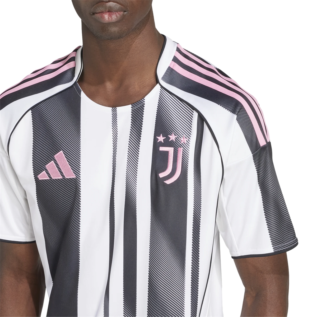 adidas Juventus Rouhi Home Jersey w/ Champions League Patches 25/26 (White/Black/Pink)