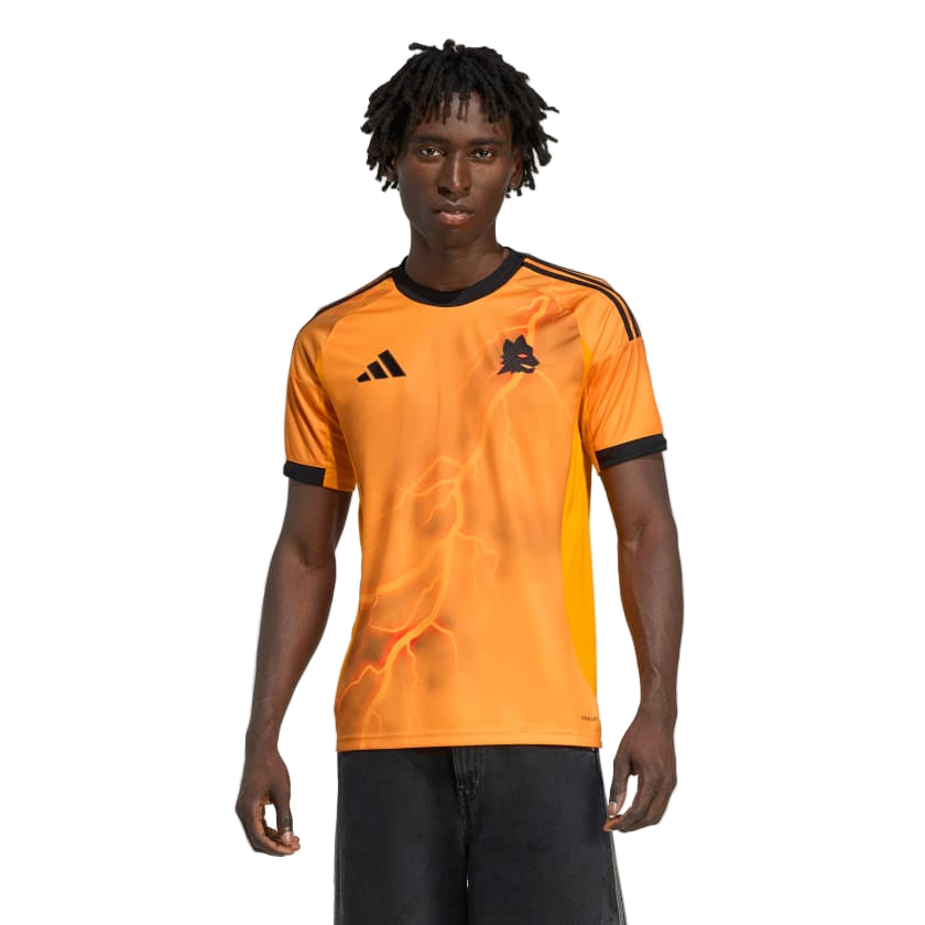 adidas Roma Wesley França Away Jersey w/ Europa League Patches 25/26 (Orange/Black)