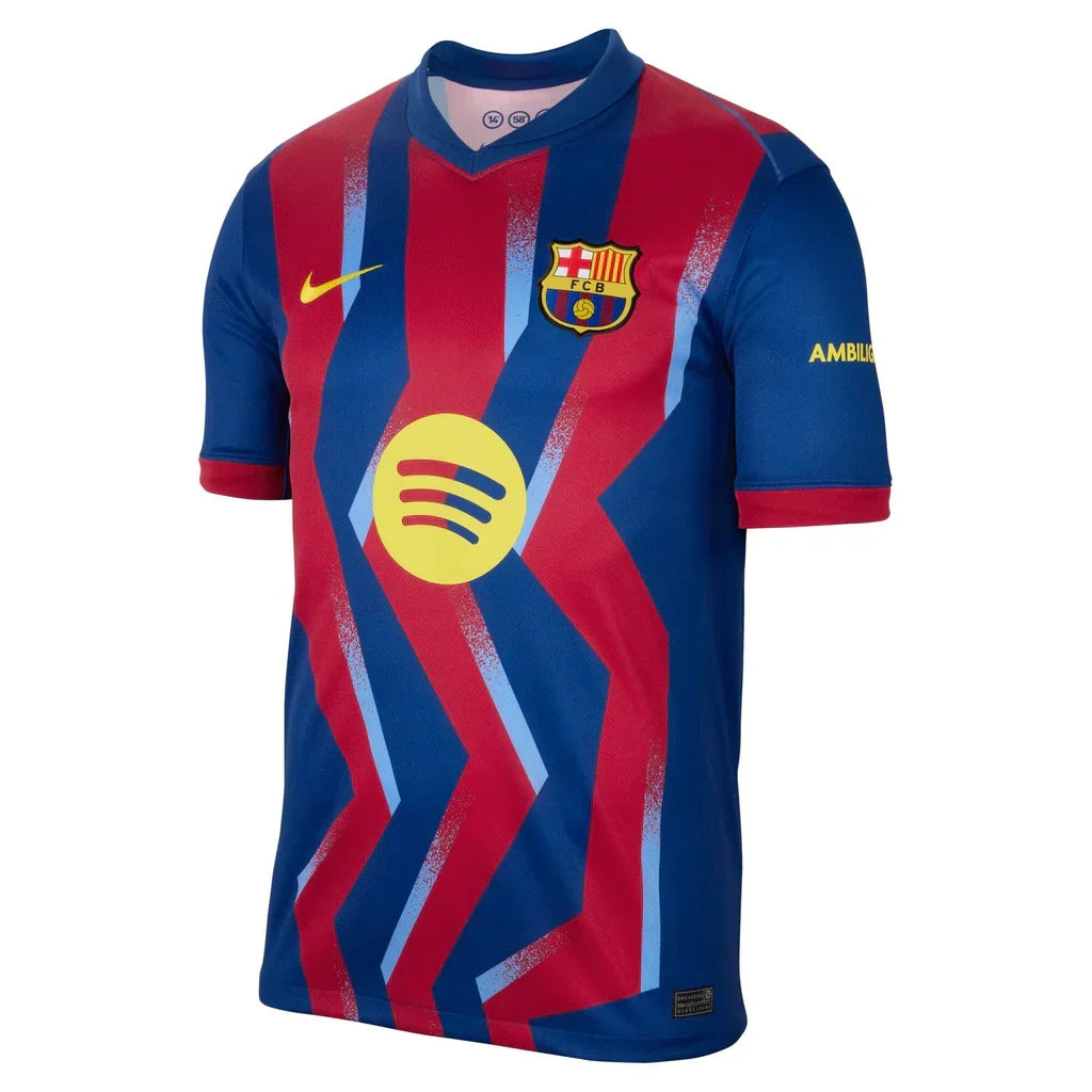 Nike Men's FC Barcelona R. Araujo 4th Jersey 25/26 w/ La Liga Patches (Blue/Red/Yellow)