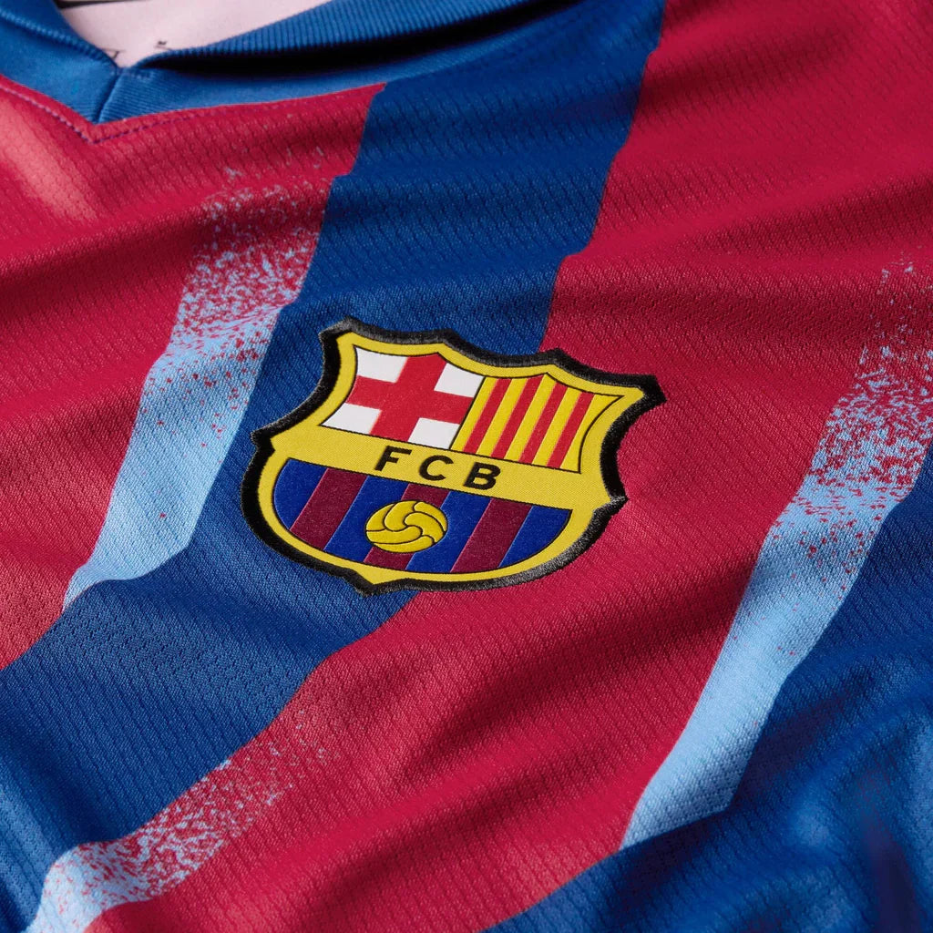 Nike Men's FC Barcelona Lamine Yamal 4th Jersey 25/26 w/ La Liga Patches (Blue/Red/Yellow)
