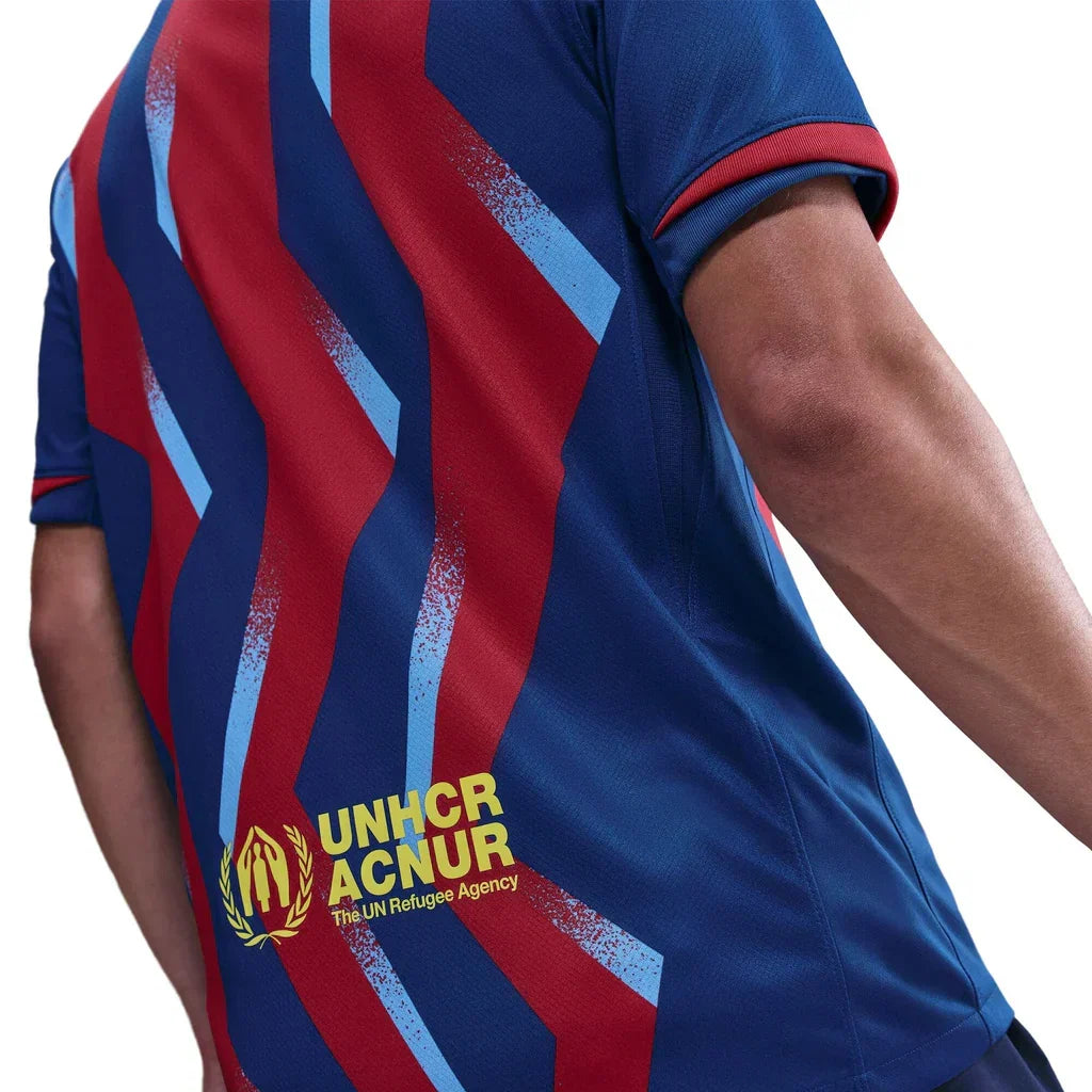 Nike Men's FC Barcelona Kounde 4th Jersey 25/26 w/ La Liga Patches (Blue/Red/Yellow)