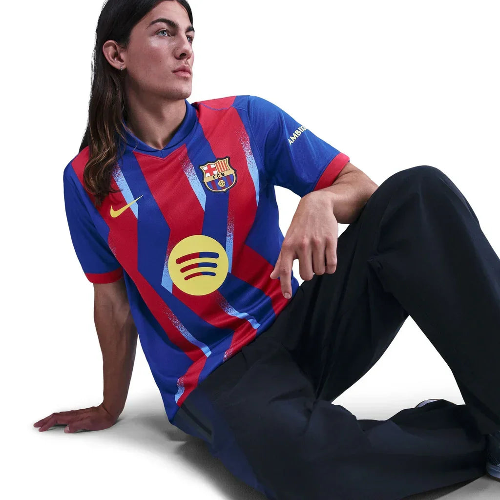Nike Men's FC Barcelona R. Araujo 4th Jersey 25/26 w/ La Liga Patches (Blue/Red/Yellow)