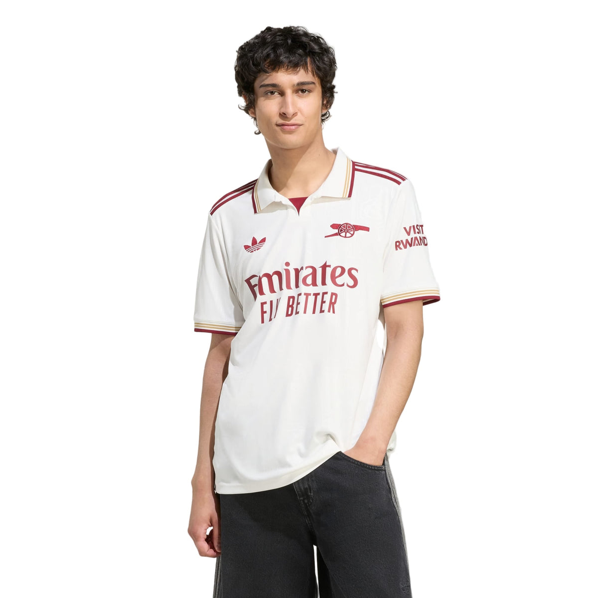 adidas White Men's Arsenal FC Third Jersey 25/26 w/ NRFR + EPL Patches (White/Burgundy)