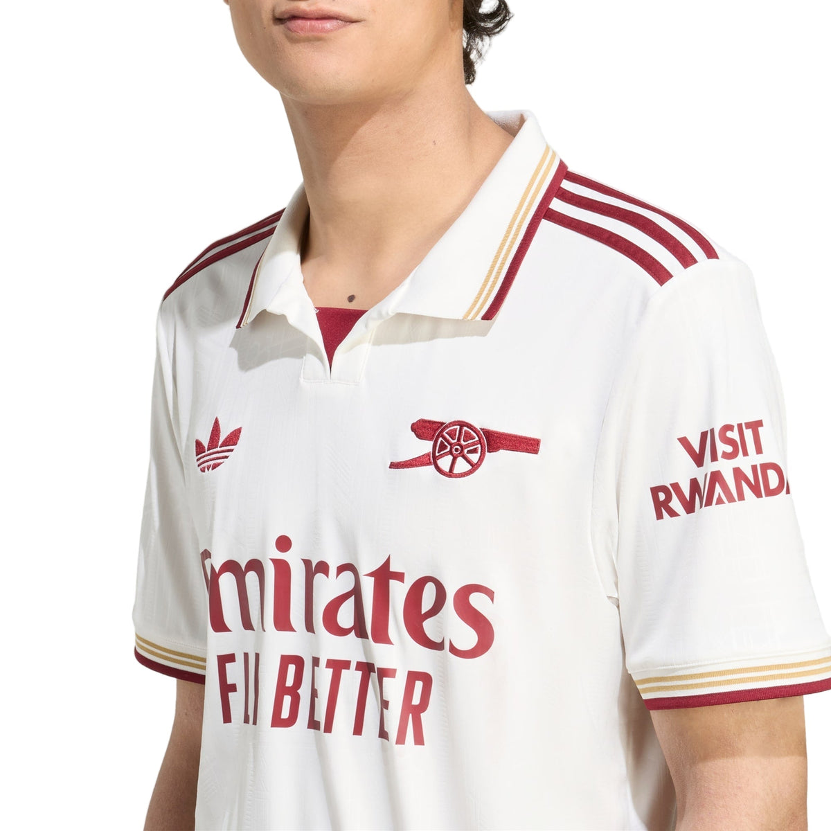 adidas Martinelli Men's Arsenal FC Third Jersey 25/26 w/ NRFR + EPL Patches (White/Burgundy)