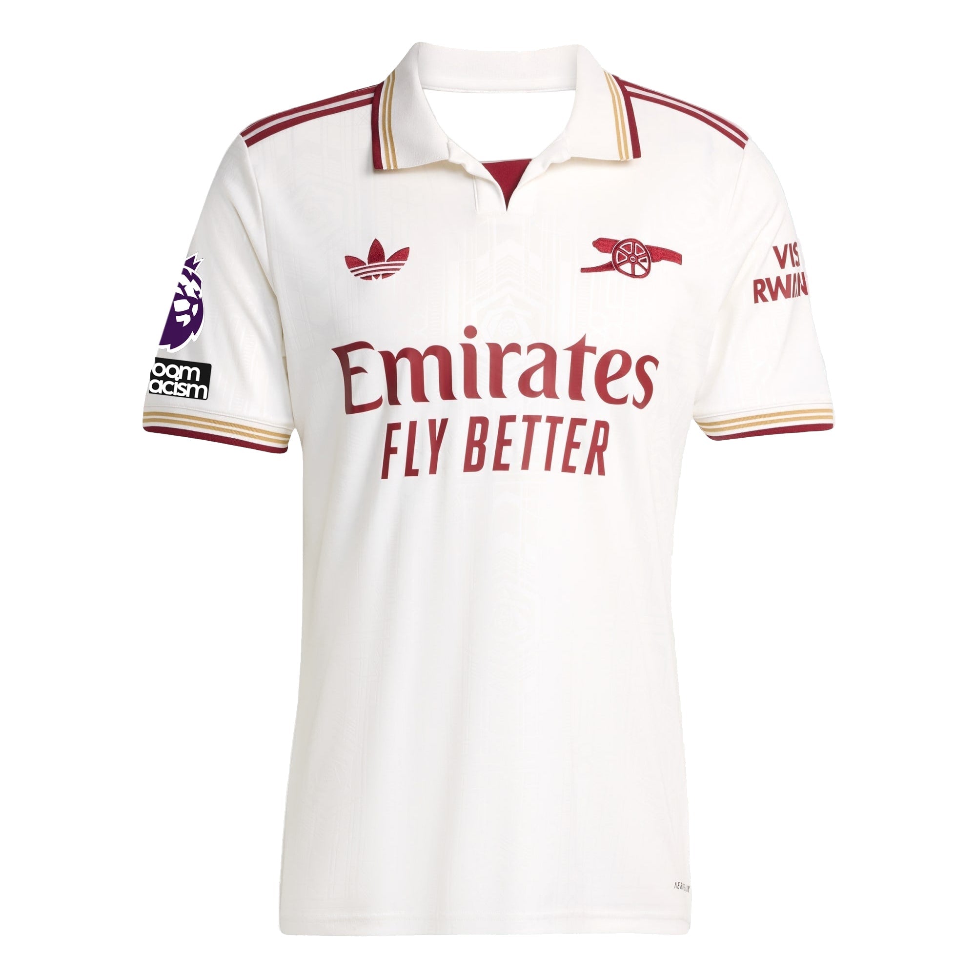 adidas Lewis Skelly Men's Arsenal FC Third Jersey 25/26 w/ NRFR + EPL Patches (White/Burgundy)