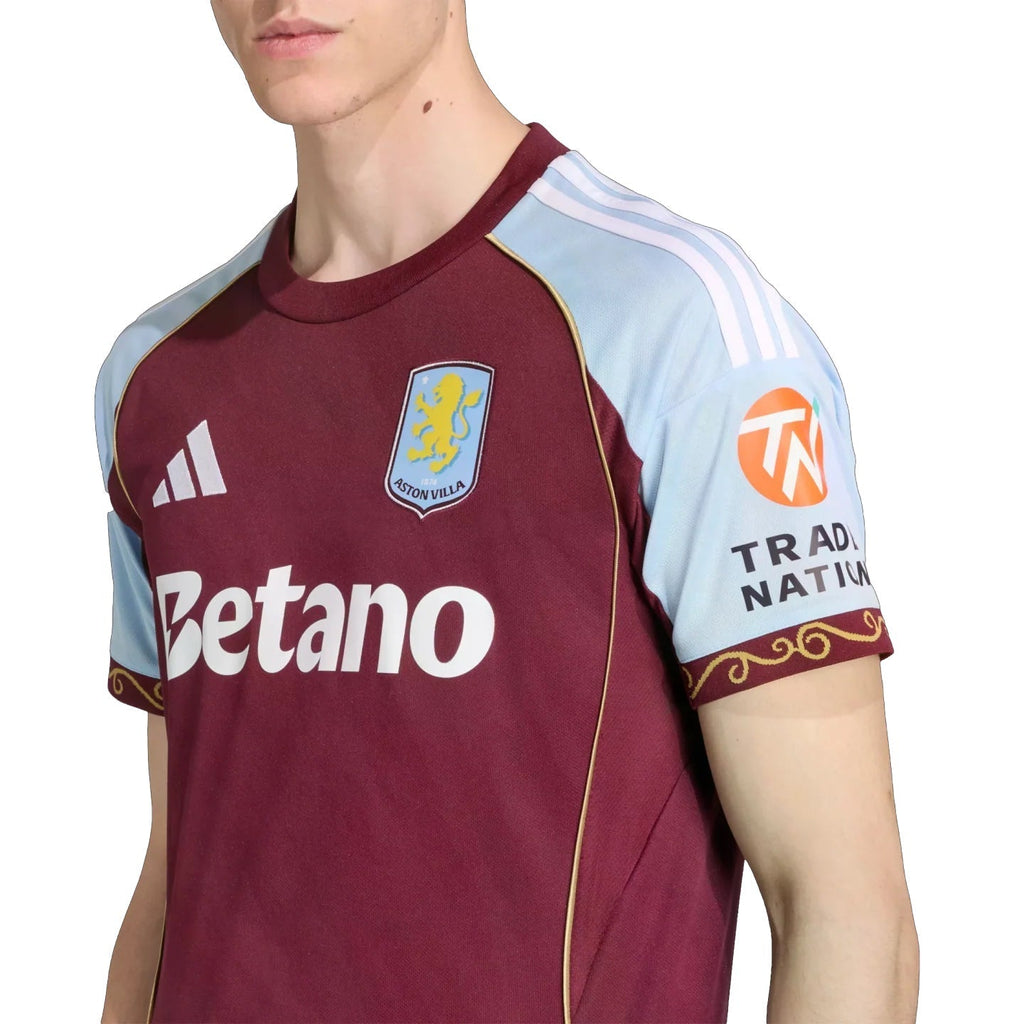 adidas Ollie Watkins Men's Aston Villa Home Jersey 25/26 w/ NRFR + EPL Patches (Maroon/Blue)