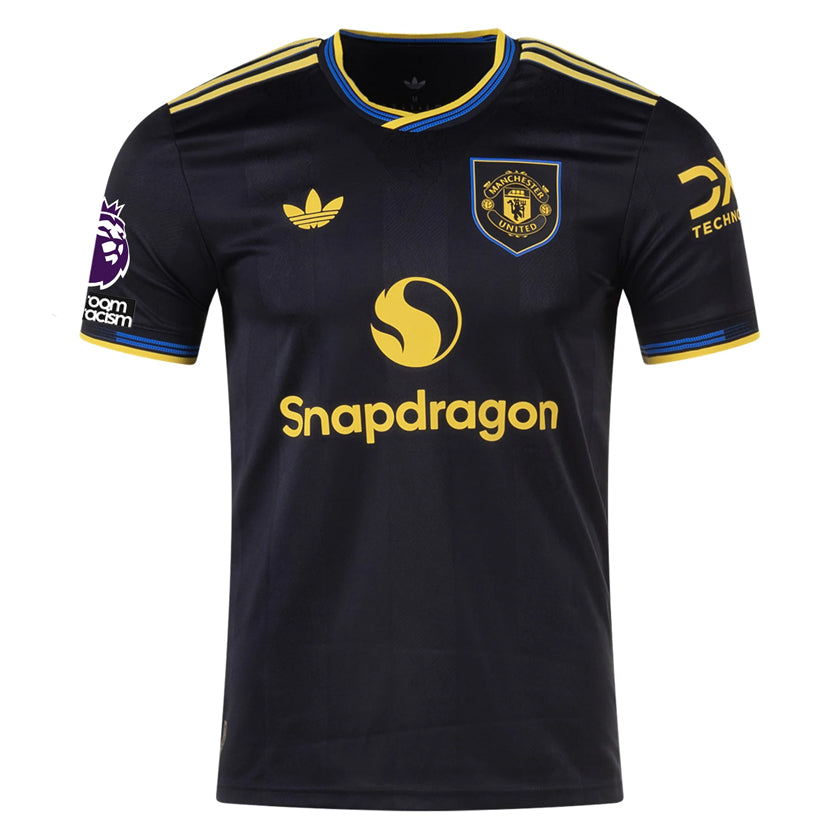 adidas Amad Men's Manchester United Authentic Third Jersey 25/26 w/ NRFR + EPL Patches (Black)