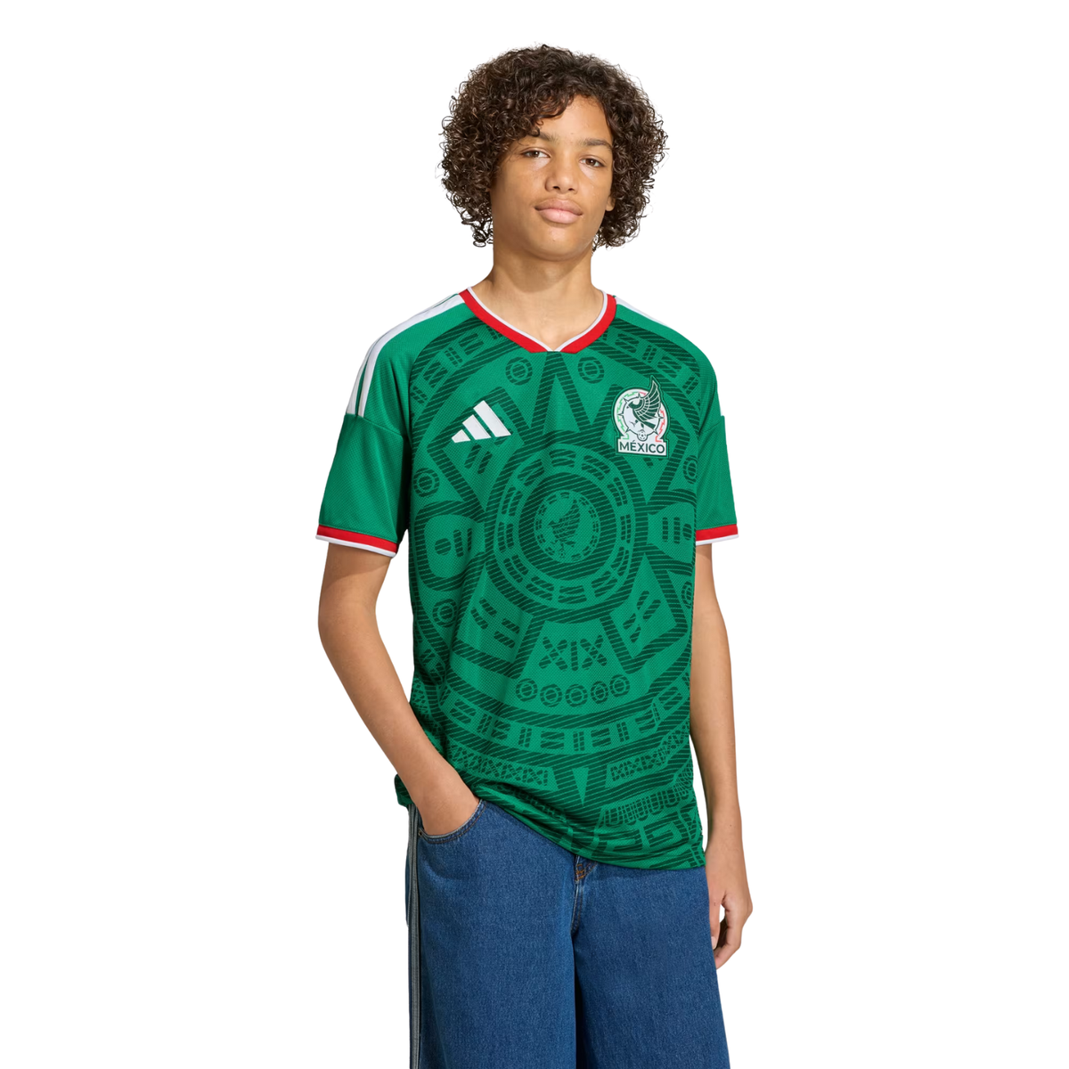 adidas Youth C. Huerta Mexico 2026 Home World Cup Jersey (Bold Green)