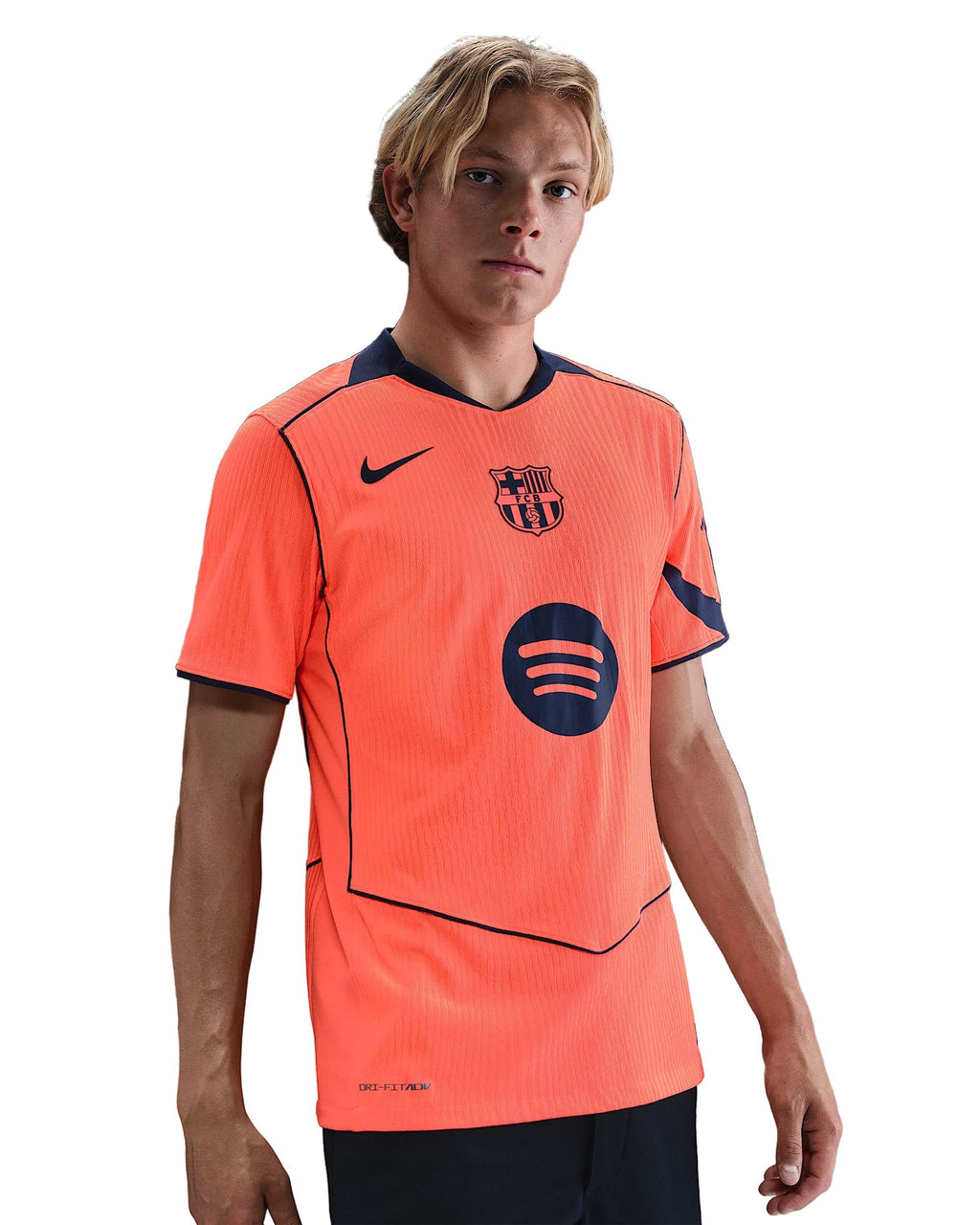 Nike Raphinha FC Barcelona Third T90 Authentic Jersey 25/26 w/ Champions League Patches (Mango/Navy)