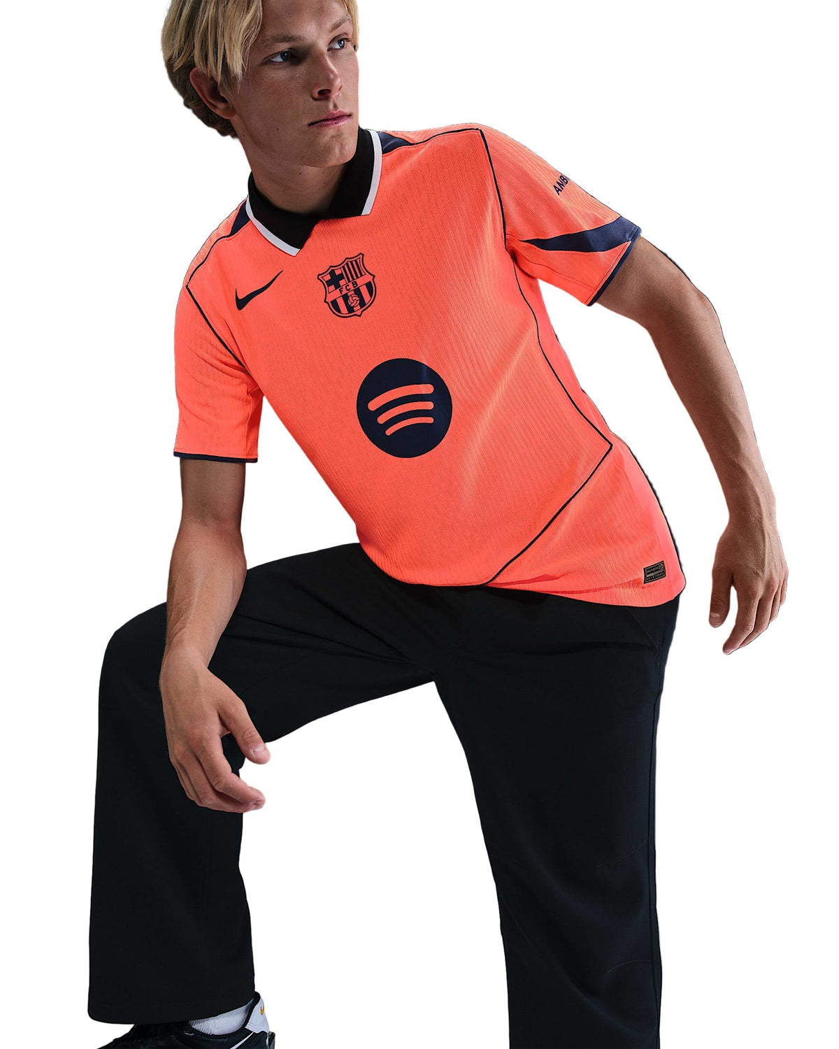 Nike Pedri FC Barcelona Third T90 Authentic Jersey 25/26 w/ Champions League Patches (Mango/Navy)