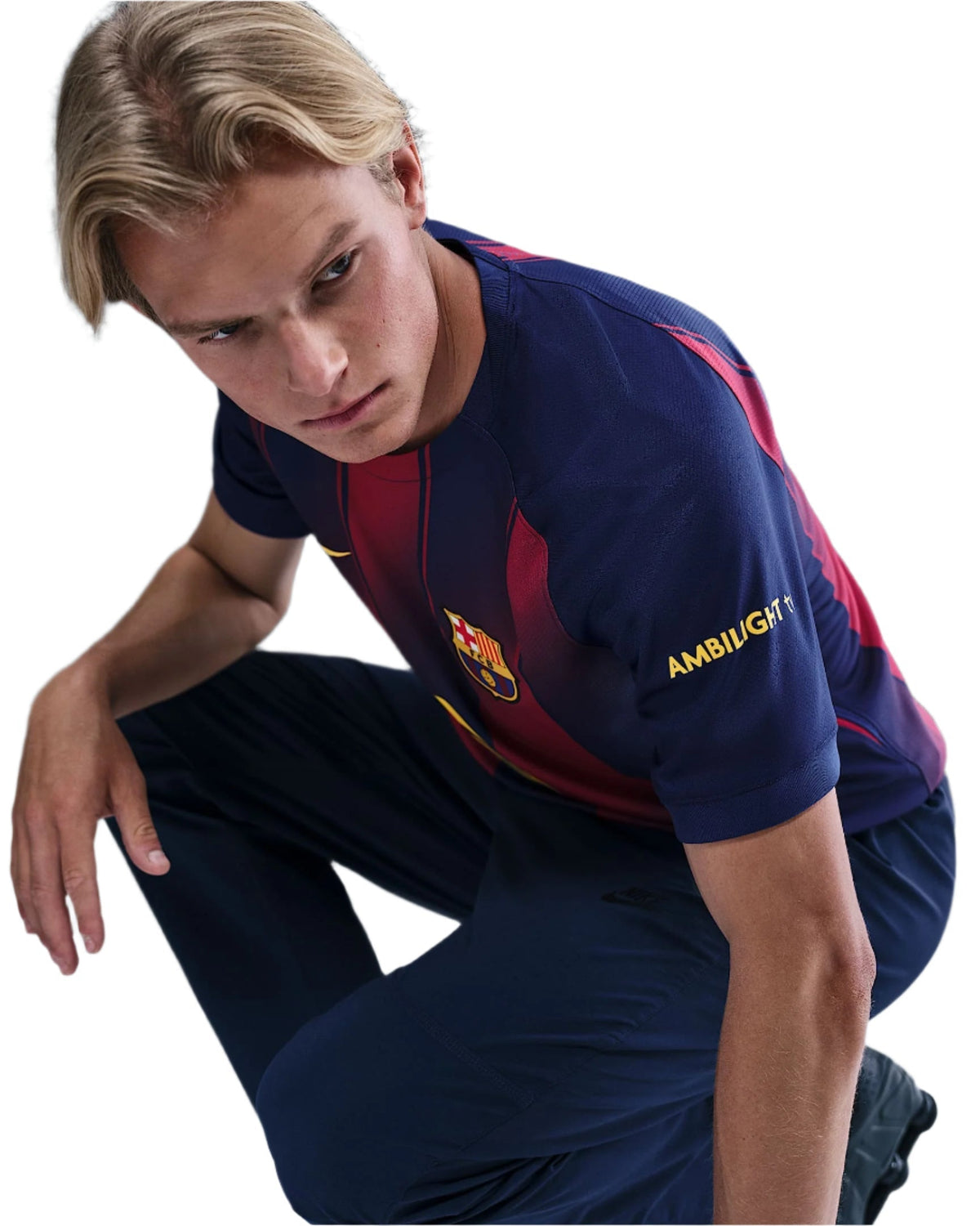 Nike Men's Lamine Yamal Barcelona Home Jersey 25/26 w/ La Liga Patches (Deep Royal Blue/Midwest Gold)