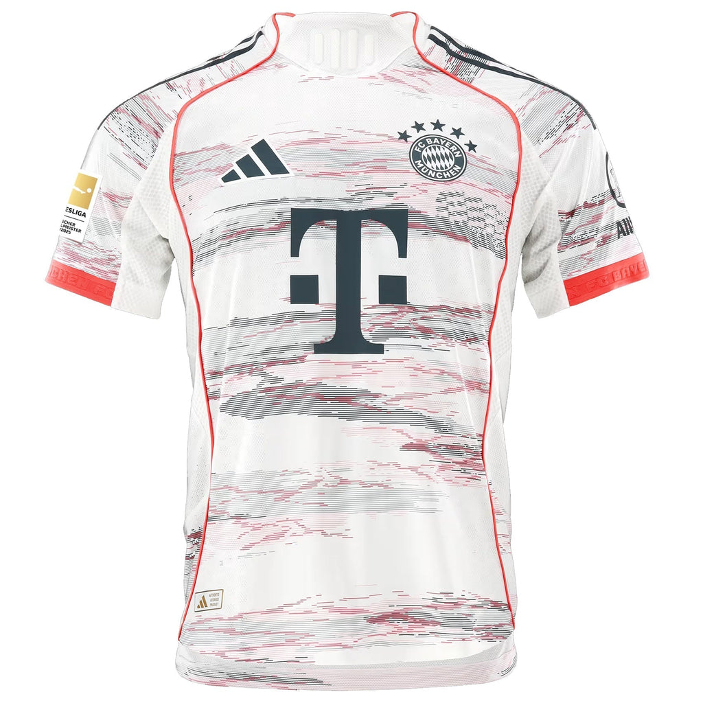adidas Laimer Authentic Away Jersey 25/26 w/ Sponsor + Meister Bundesliga Patch (White/Red)
