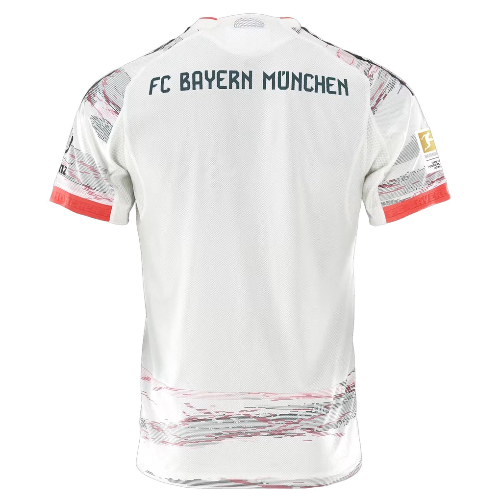 adidas Coman Authentic Away Jersey 25/26 w/ Sponsor + Meister Bundesliga Patch (White/Red)
