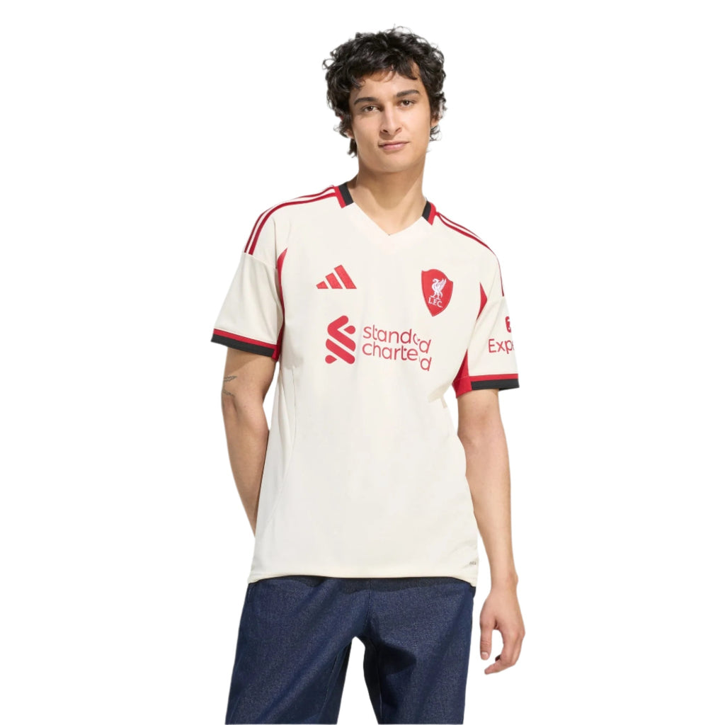 adidas Men's Liverpool Diogo Jota Away Jersey w/ EPL Champions Patch 25/26 (Wonder White)