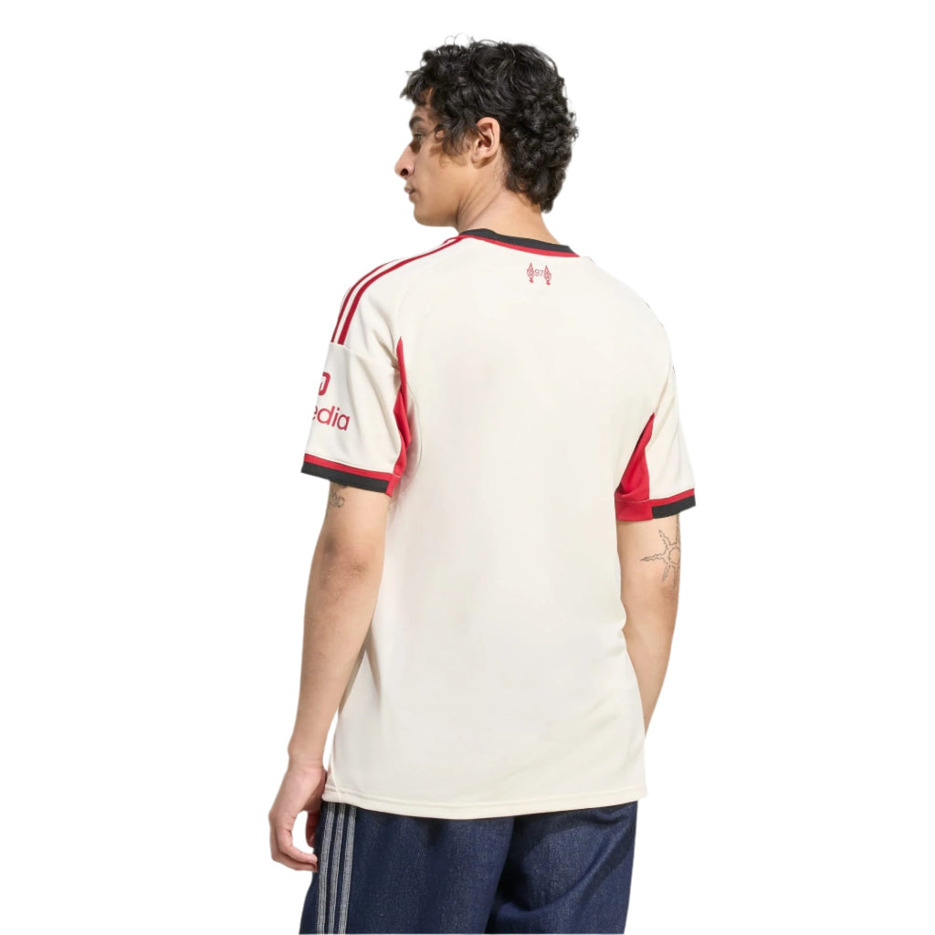 adidas Men's Liverpool Alexis Mac Allister Away Jersey w/ Champions League Patches 25/26 (Wonder White)