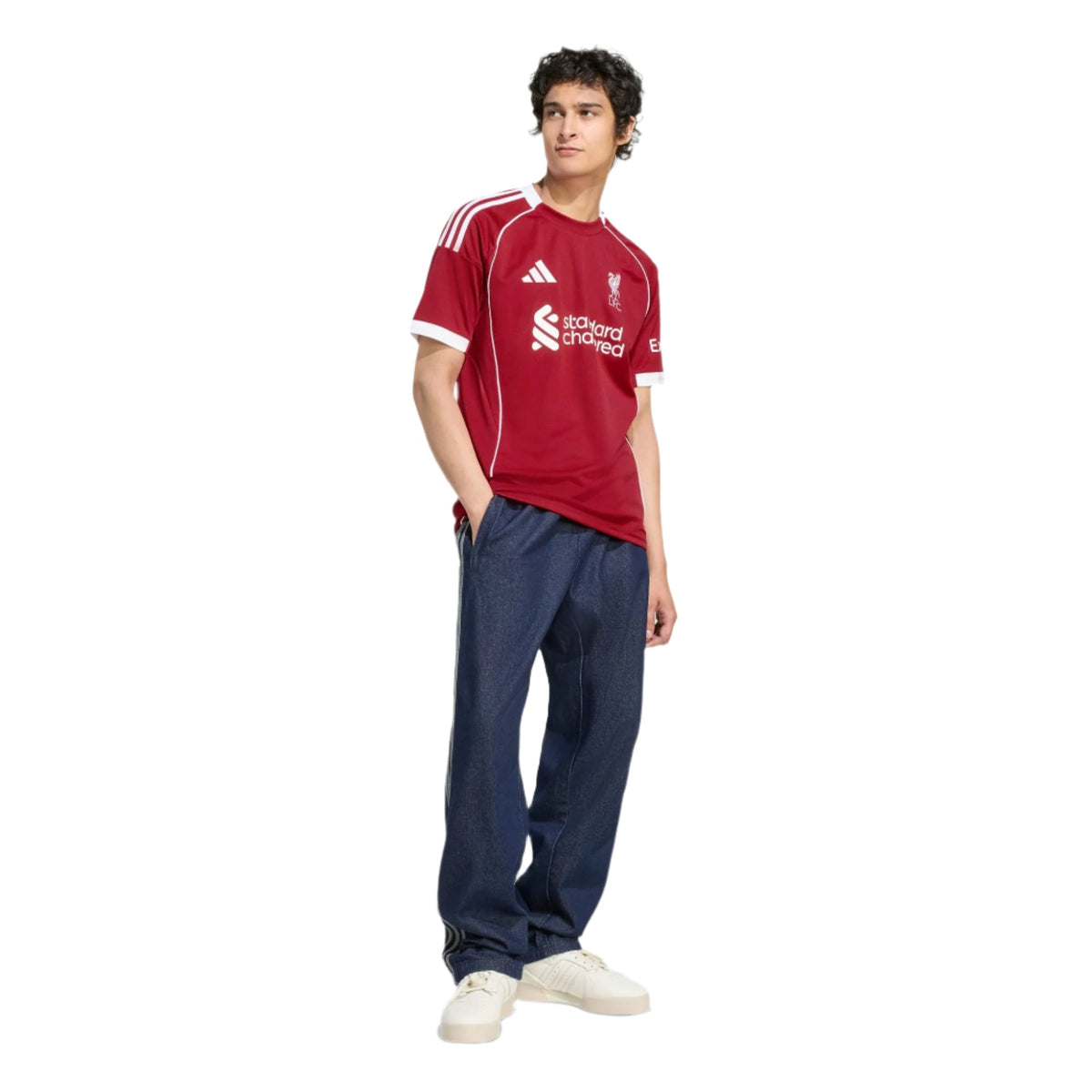 adidas Virgil Men's Liverpool Home Jersey 25/26 w/ NRFR + EPL Champions Patch (Strawberry Red)