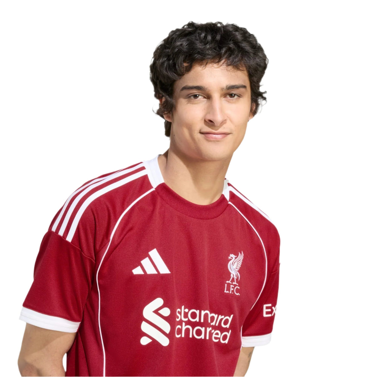 adidas Virgil Men's Liverpool Home Jersey 25/26 w/ NRFR + EPL Champions Patch (Strawberry Red)