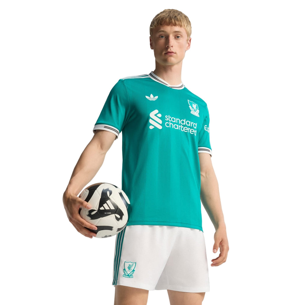 adidas Liverpool FC Authentic Florian Wirtz Third Jersey w/ EPL + No Room For Racism Patches 25/26 (Sea Green)