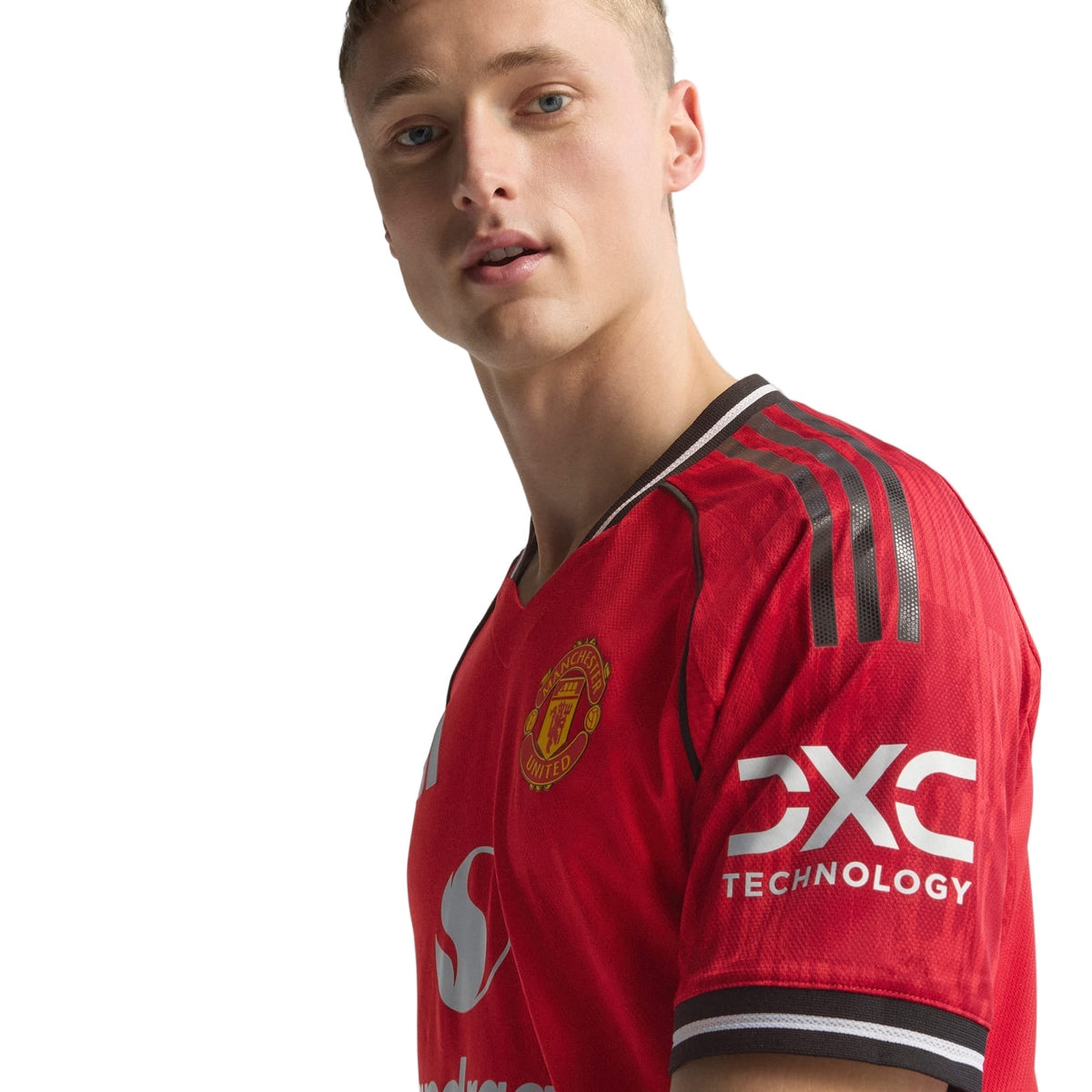adidas Dorgu Men's Manchester United Authentic Home Jersey 25/26 w/ NRFR + EPL Patch (Red)