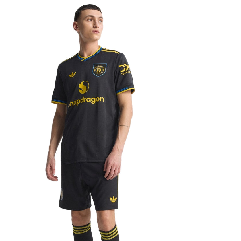 adidas Amad Men's Manchester United Authentic Third Jersey 25/26 w/ NRFR + EPL Patches (Black)