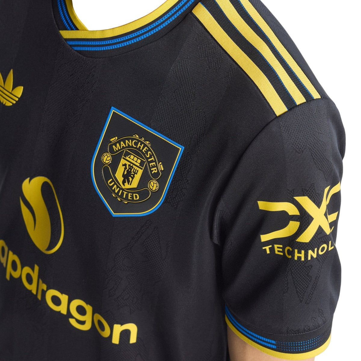 adidas Deligt Men's Manchester United Authentic Third Jersey 25/26 w/ NRFR + EPL Patches (Black)