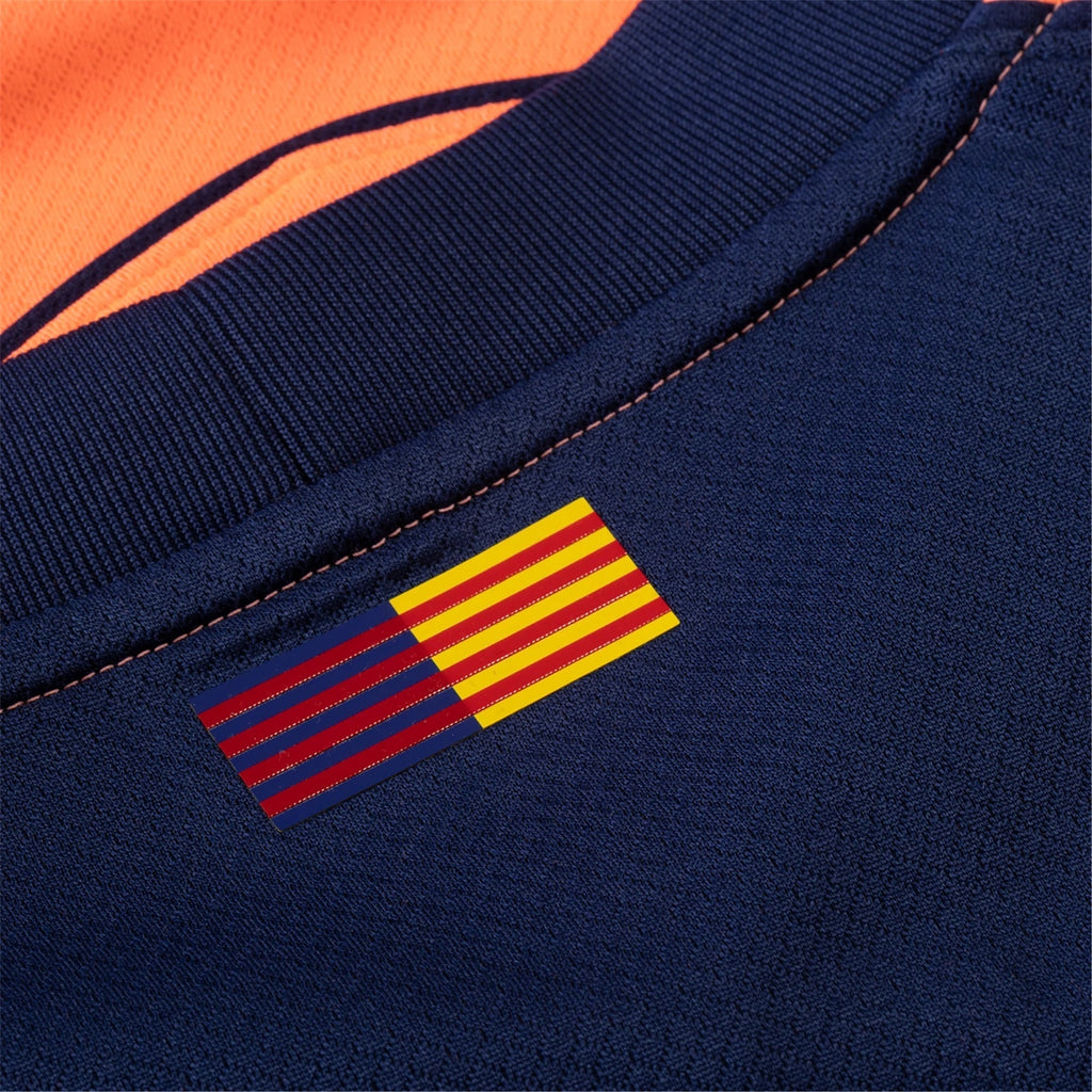 Nike Men's FC Barcelona T90 Third Jersey 25/26 w/ Champions League Patches (Mango/Navy)