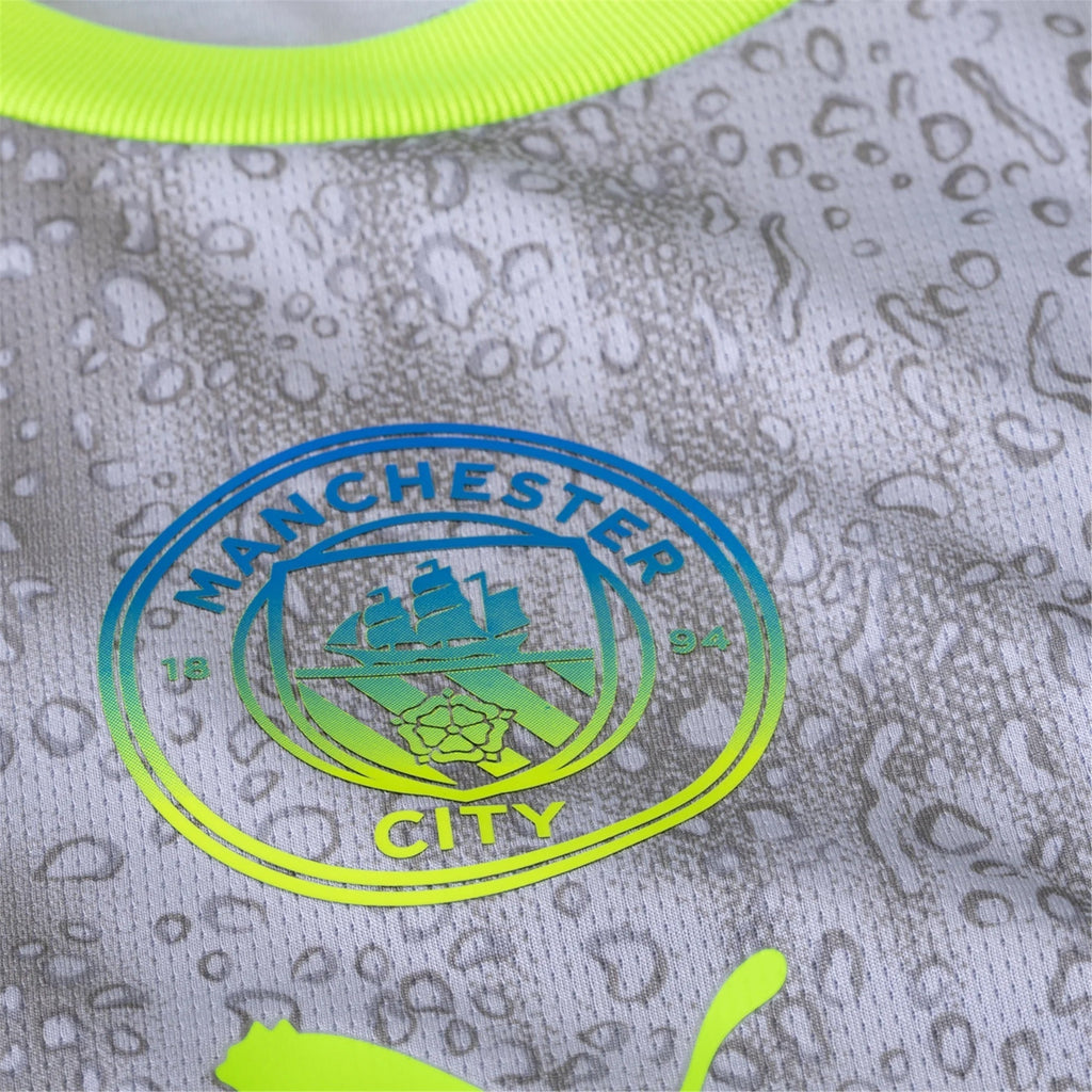 Puma Men's Manchester City Akanji Third Jersey w/ EPL + No Room For Racism Patches 25/26 (Cool Weather/Pro Green)
