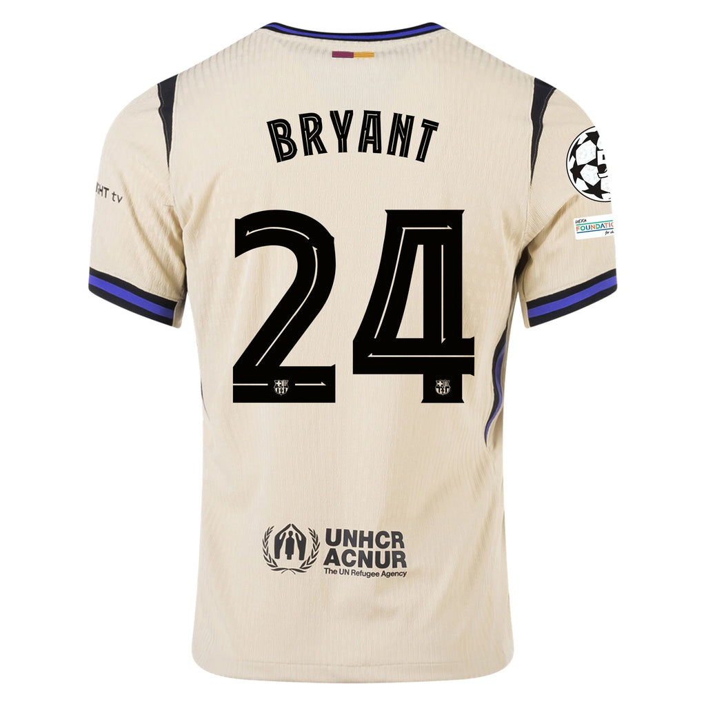 Nike Kobe Bryant Men's FC Barcelona Authentic Away Jersey w/ Champions League Patches (Team Gold/Persian Violet/Black)