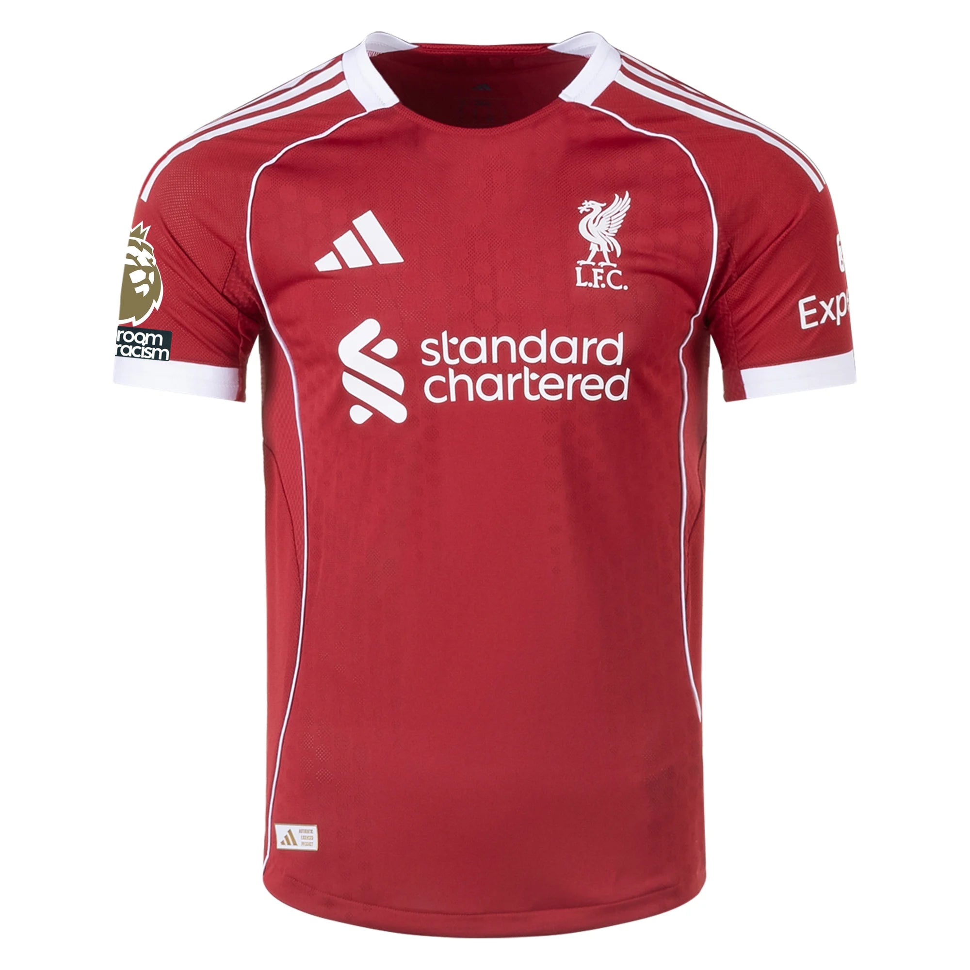 adidas Men's Liverpool FC Authentic Jones Home Jersey 25/26 w/ EPL + NRFR Patches (Strawberry Red)