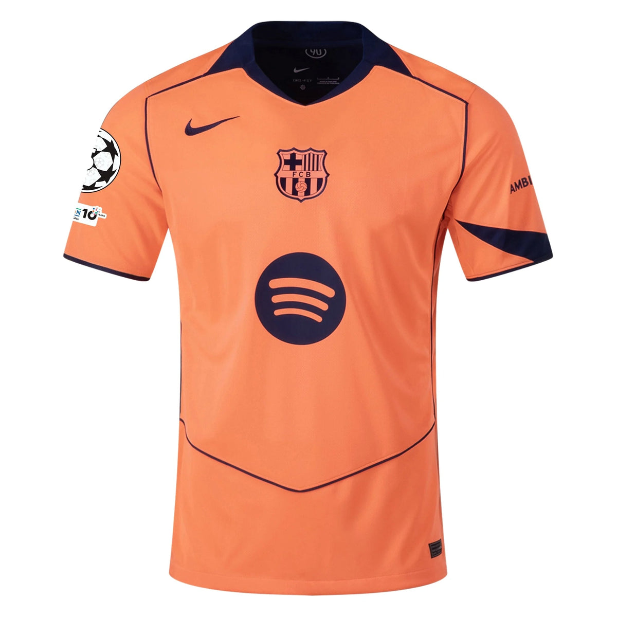 Nike Lamine Yamal Men's FC Barcelona T90 Third Jersey 25/26 w/ Champions League Patches (Mango/Navy)