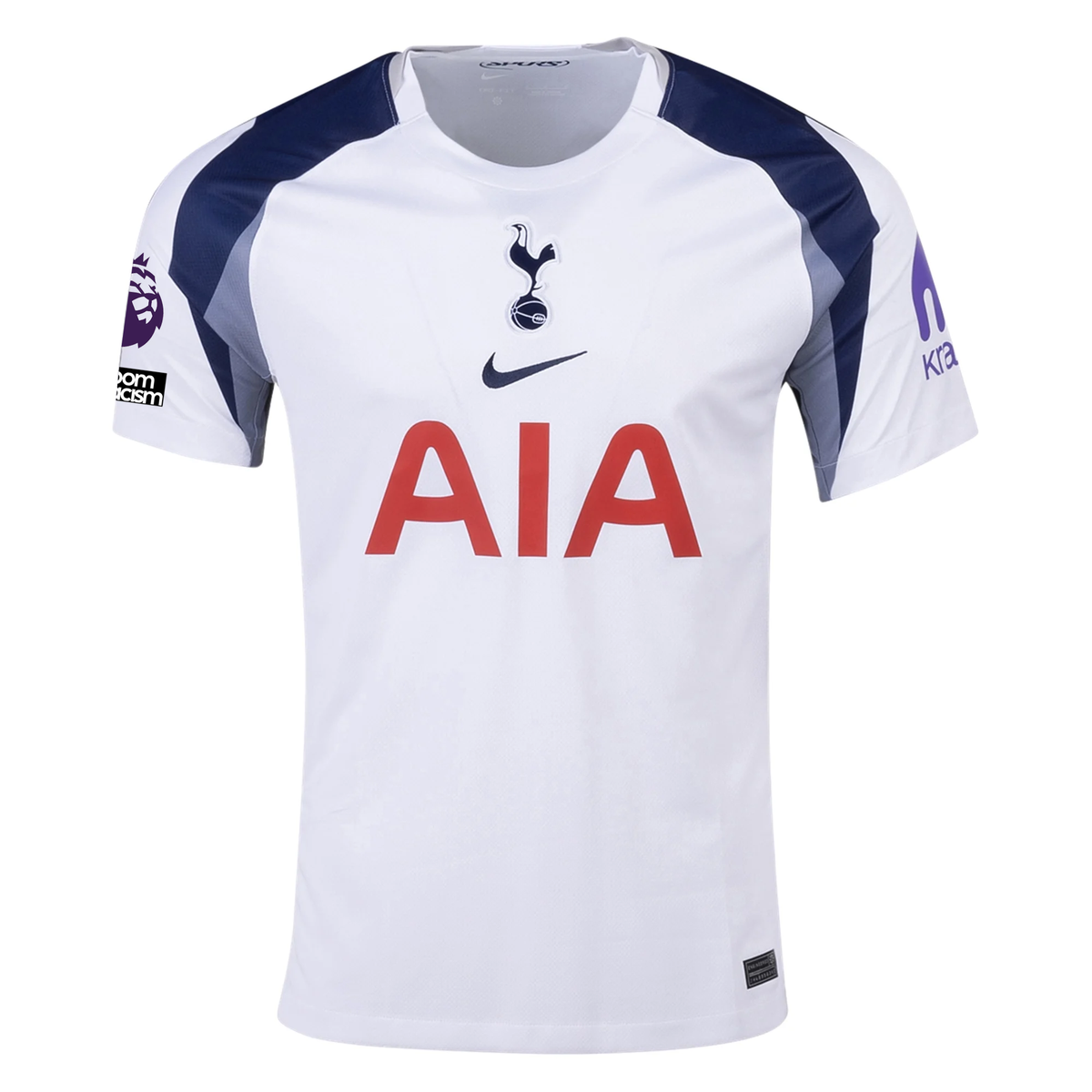 Nike Gray Tottenham Hotspurs Home Jersey w/ EPL + No Room For Racism Patch 25/26 (White/Iron/Binary Blue)