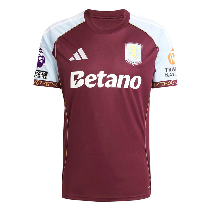 adidas Lindelof Men's Aston Villa Home Jersey 25/26 w/ NRFR + EPL Patches (Maroon/Blue)