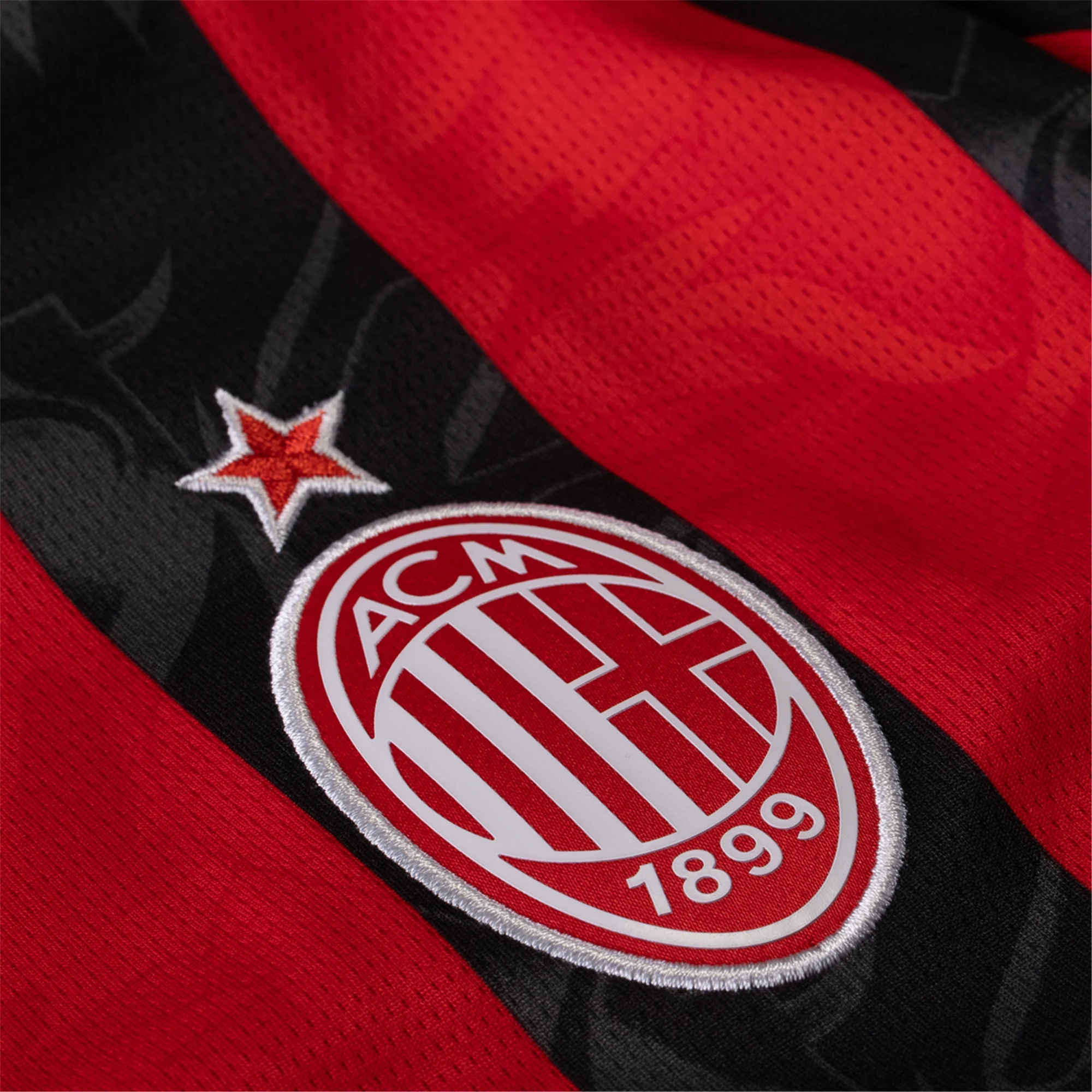 Puma Dest Men's AC Milan Home Jersey w/ Champions League Patches 25/26 (Red/Black)