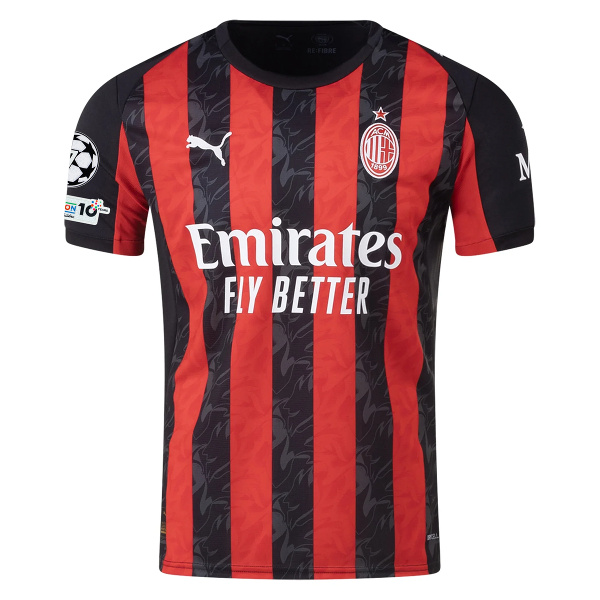Puma Gimenez Men's AC Milan Home Jersey w/ Champions League Patches 25/26 (Red/Black)
