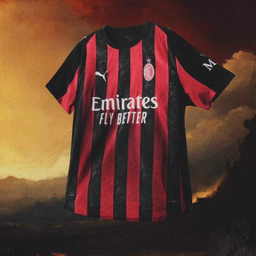 Puma Gimenez Men's AC Milan Authentic Home Jersey 25/26 w/ Seria A Patch (Red/Black)