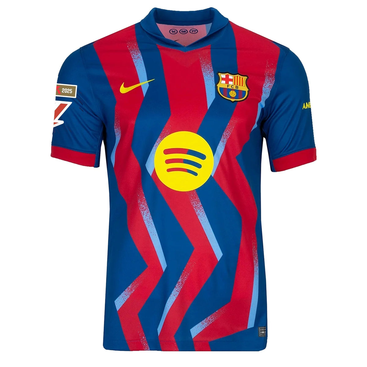 Nike Men's FC Barcelona Marcus Rashford 4th Jersey 25/26 w/ La Liga Patches (Blue/Red/Yellow)