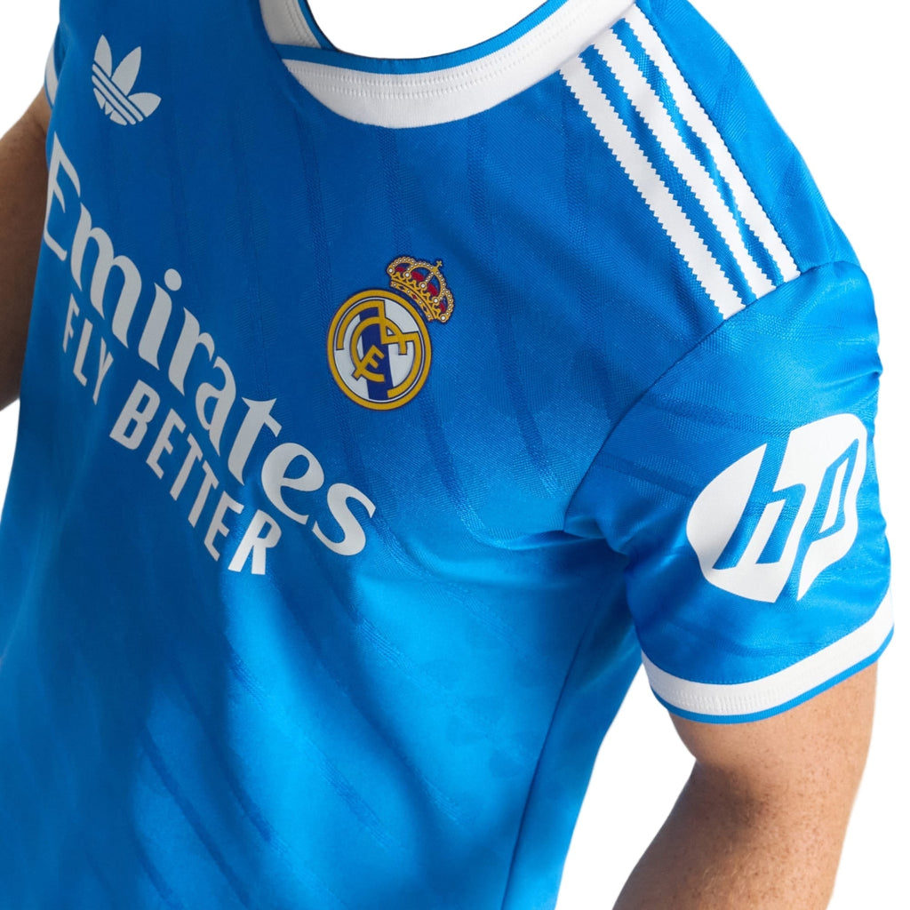 adidas Men's Bellingham Real Madrid 25/26 Authentic Third Jersey w/ Champions League Patches (Blue)