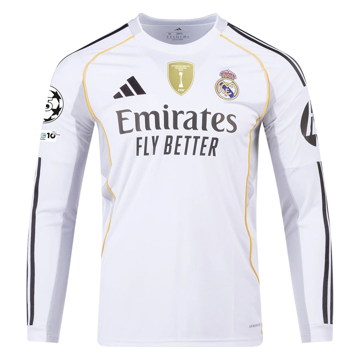adidas Real Madrid D. Ceballos Long Sleeve Home Jersey w/ Intercontinental + Champions League Patches 25/26 (White)