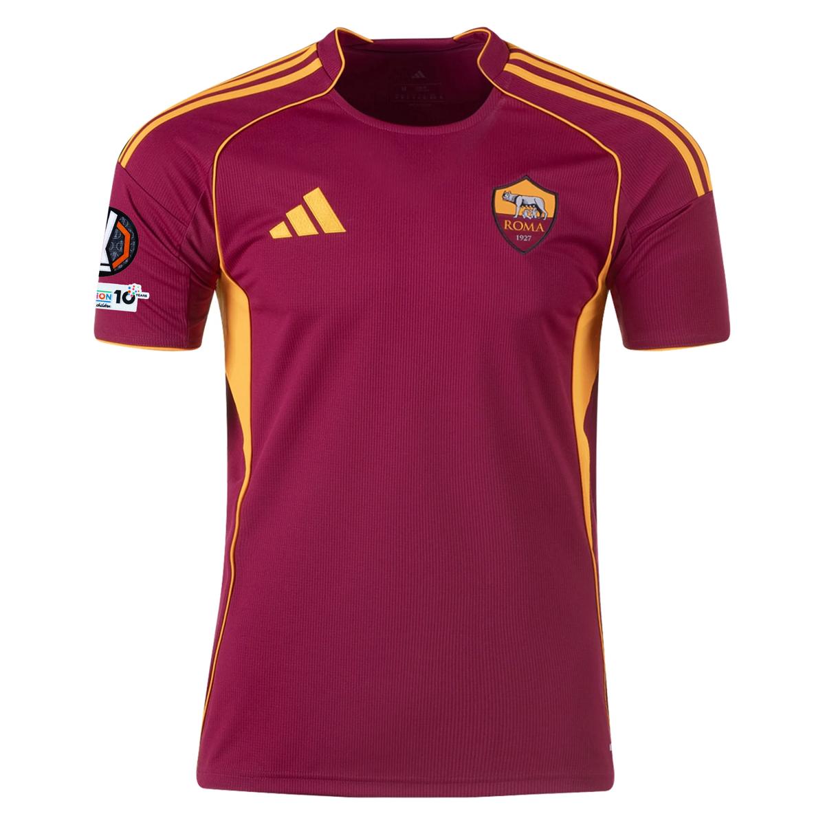 adidas Men's Roma Manu Kone Home Jersey w/ Europa League Patches 25/26 (Burgundy)