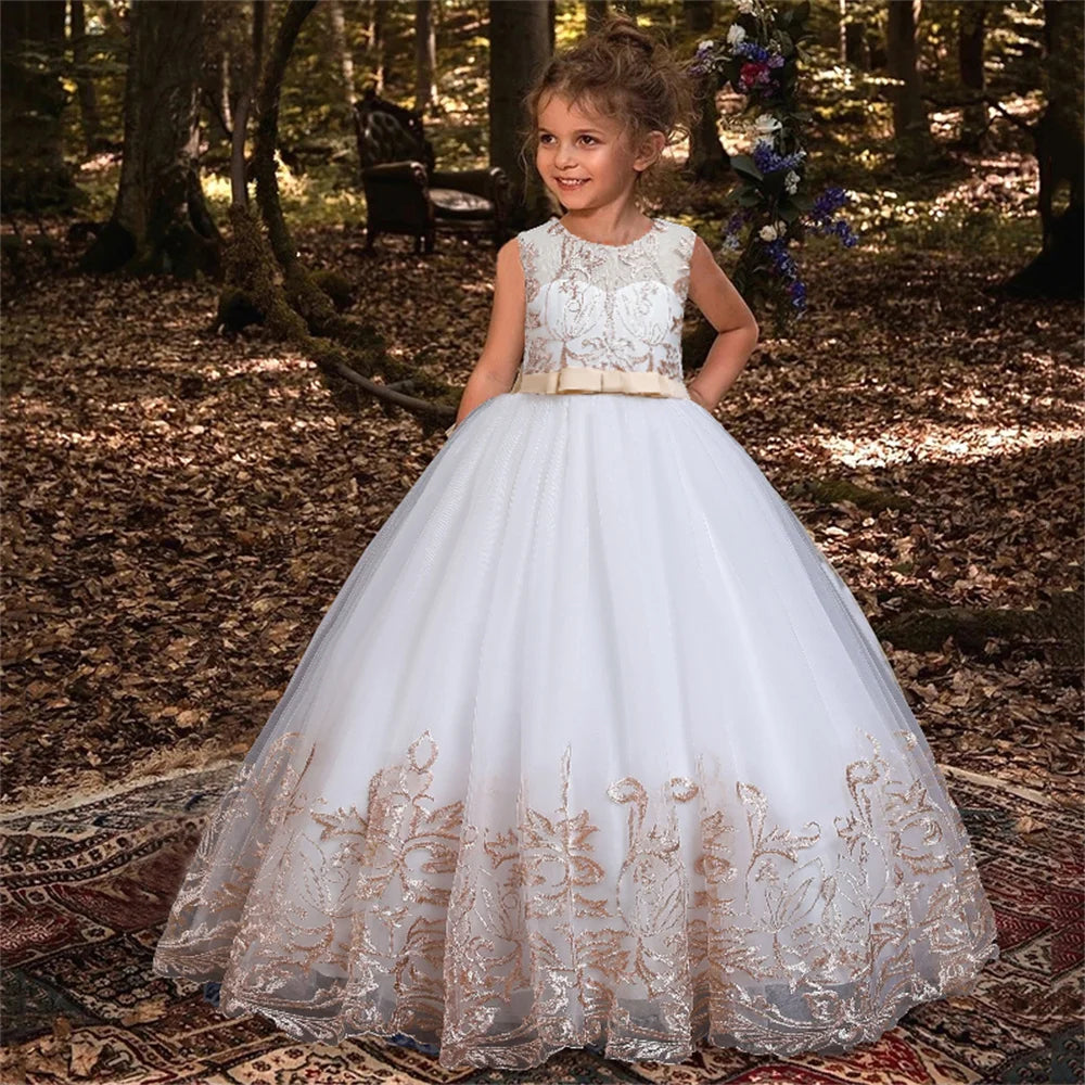 Hot Sale Dresses Kids Girl Sleeveless Princess Dress Girl Clothing For Communion Wedding Ceremony Party For Girl